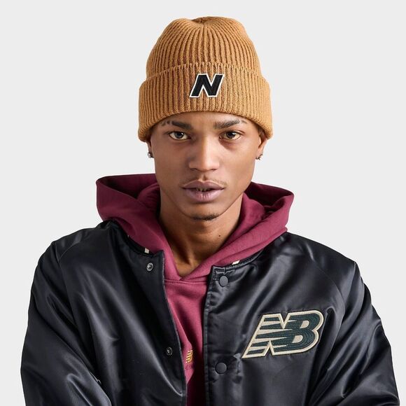 New Balance Other - New Balance Ribbed Knit Fleece Lined Cuffed Beanie Mustard Yellow Wool Blend OSZ
